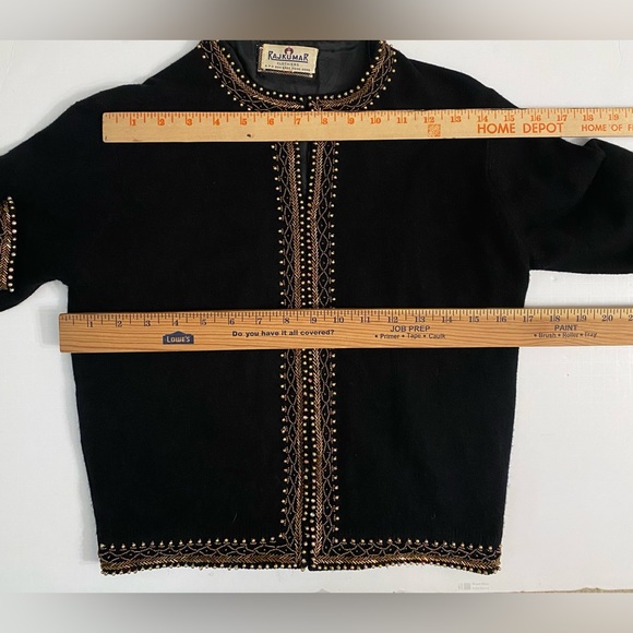 Vintage Rajkumar cashmere women sweater Cardigan blazer jacket with sequins trim - Picture 5 of 12